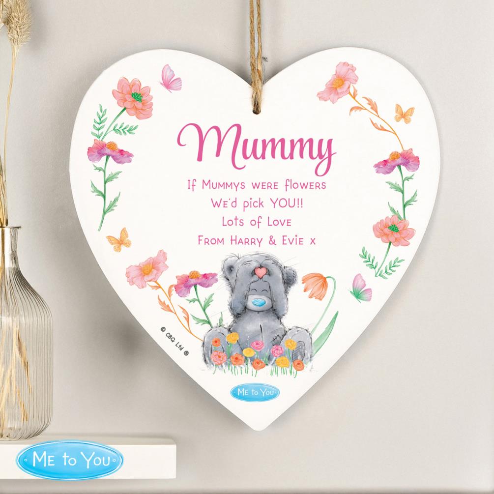 Personalised Me to You Flowery Large Wooden Heart Decoration Extra Image 3